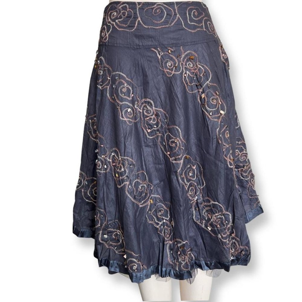 Y2K VINTAGE SKIRT WITH REAL SEA CRAFT AND EMBROIDERED